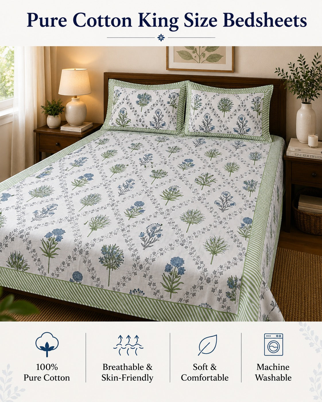 Premium King Size Cotton Bedsheet