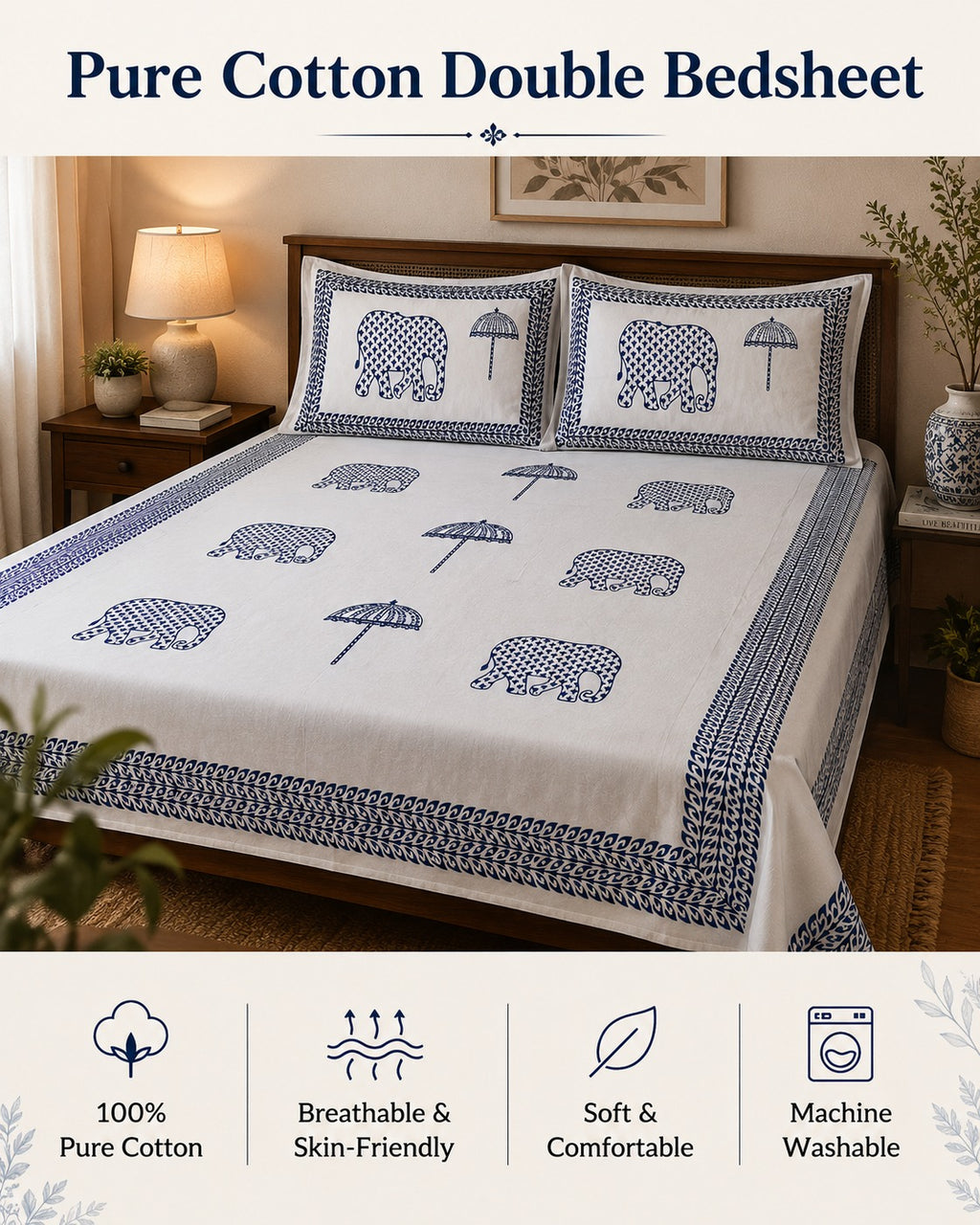 Premium Cotton Double Bedsheet