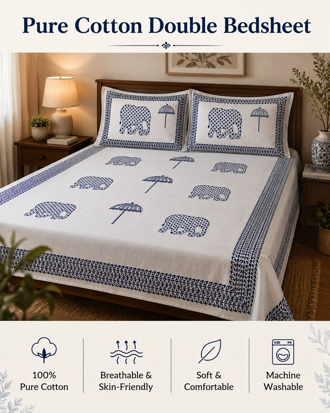Premium Cotton Double Bedsheet