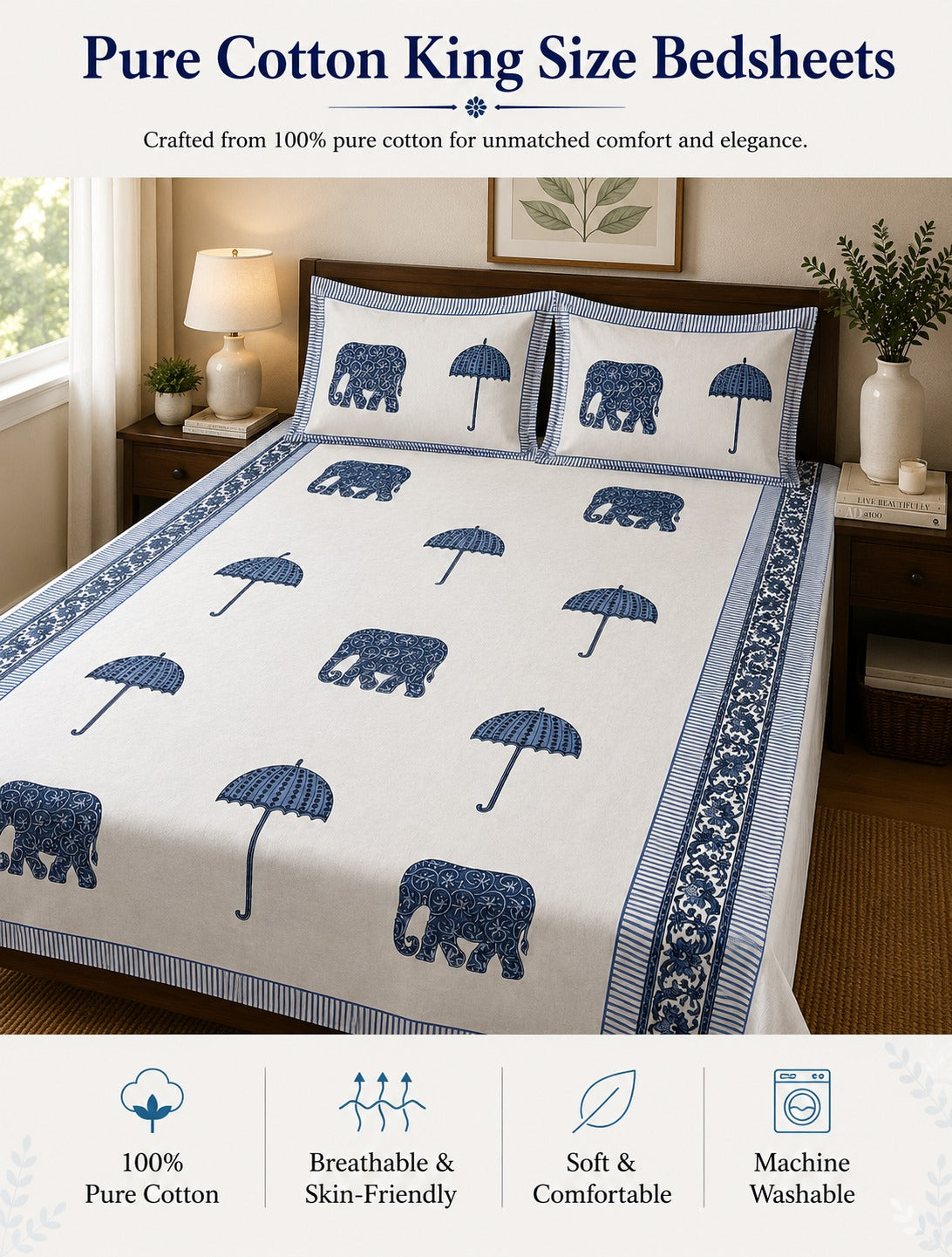 Premium King Size Cotton Bedsheet