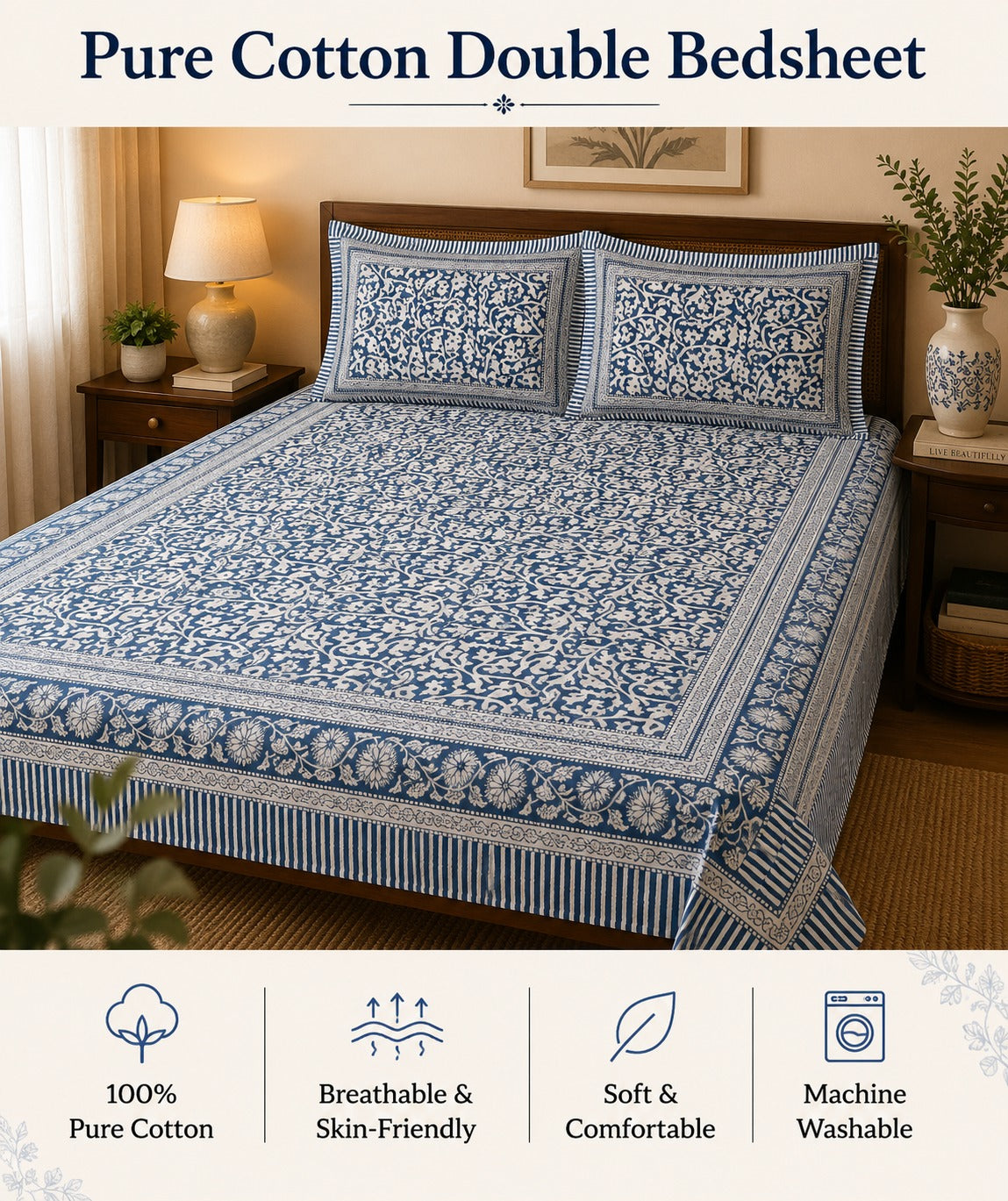Premium Cotton Double Bedsheet