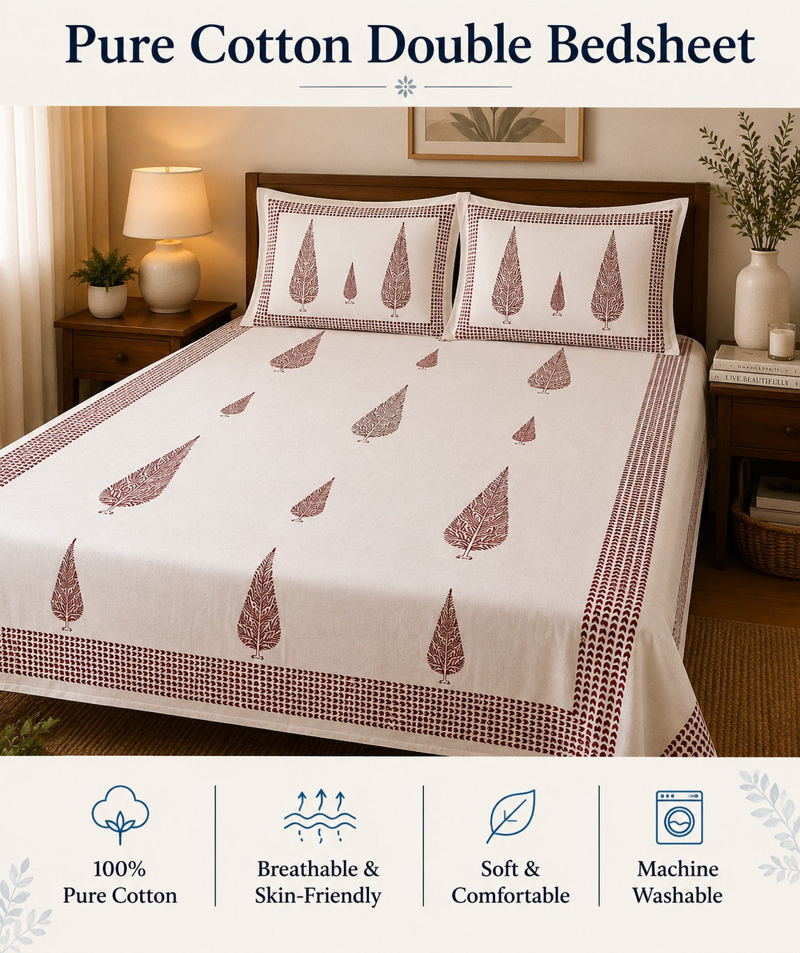 Premium Cotton Double Bedsheet