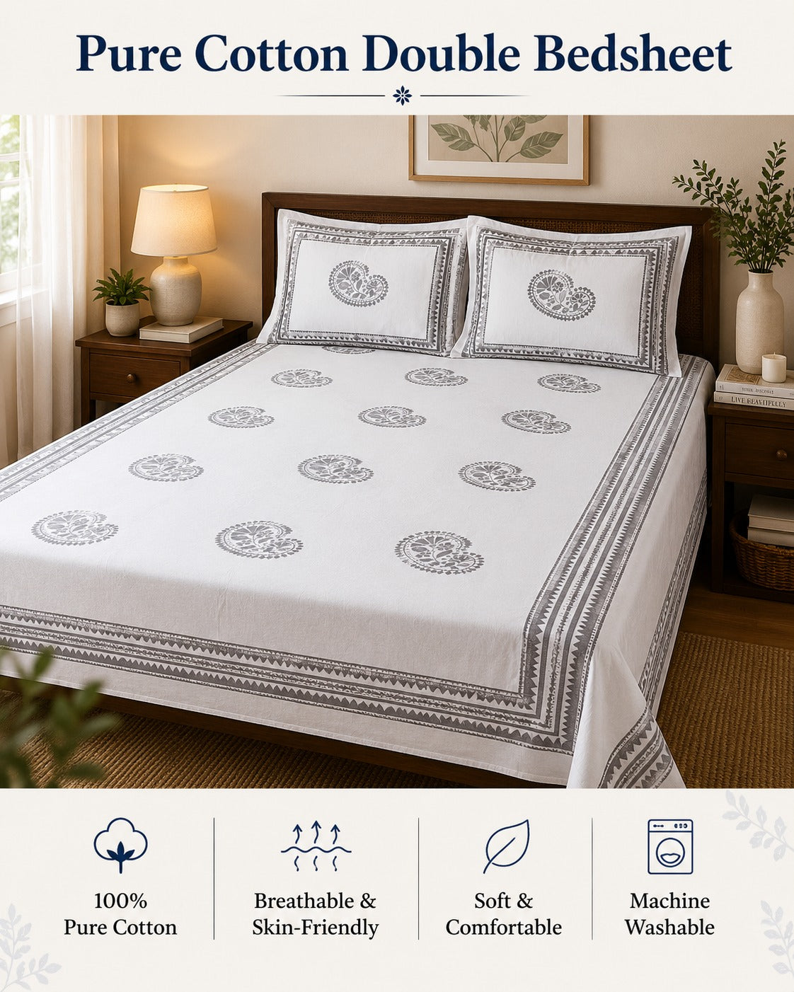 Premium Cotton Double Bedsheet