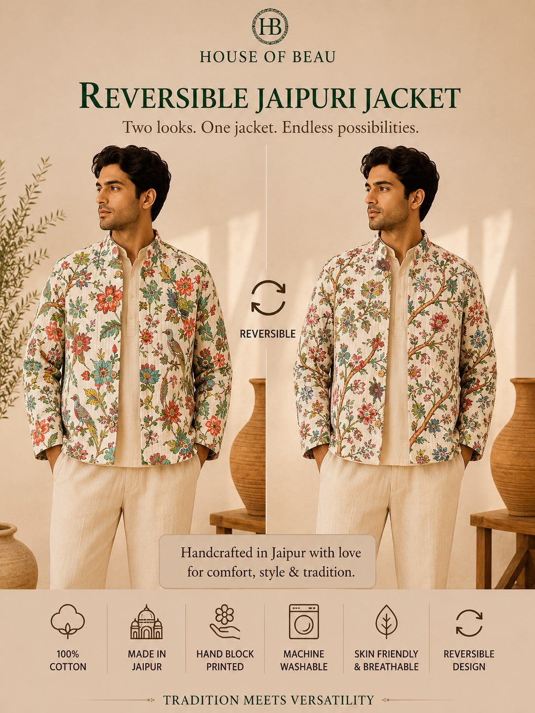 Reversible Jaipuri Jacket