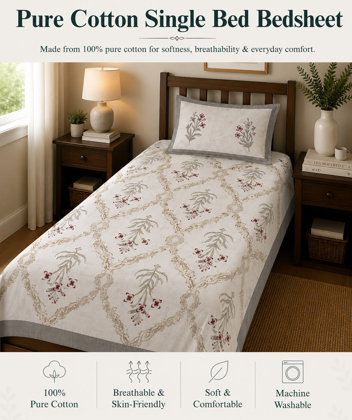 Premium Cotton Single Bedsheet
