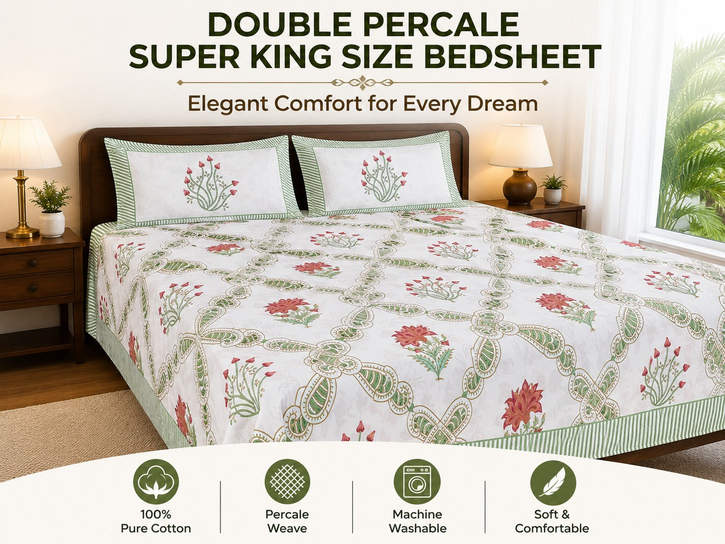 Premium Double Percale Superking Bedsheet