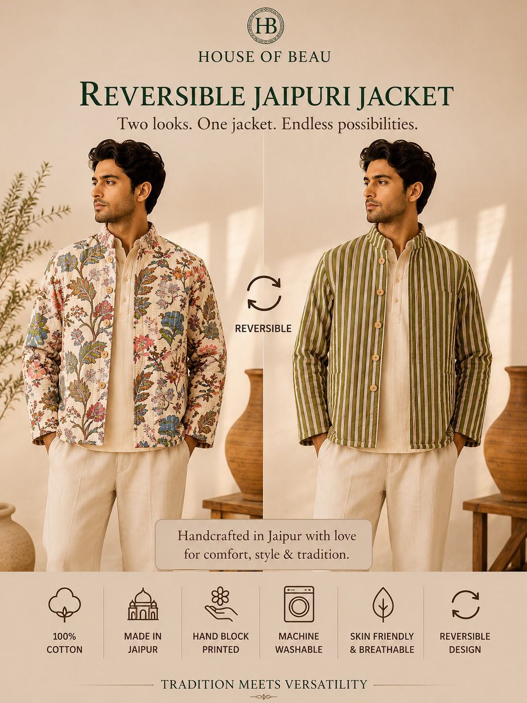 Reversible Jaipuri Jacket