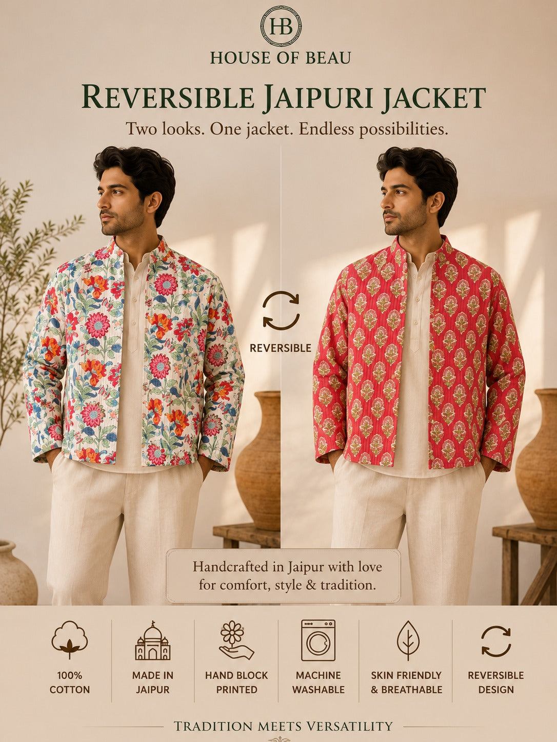Reversible Jaipuri Jacket