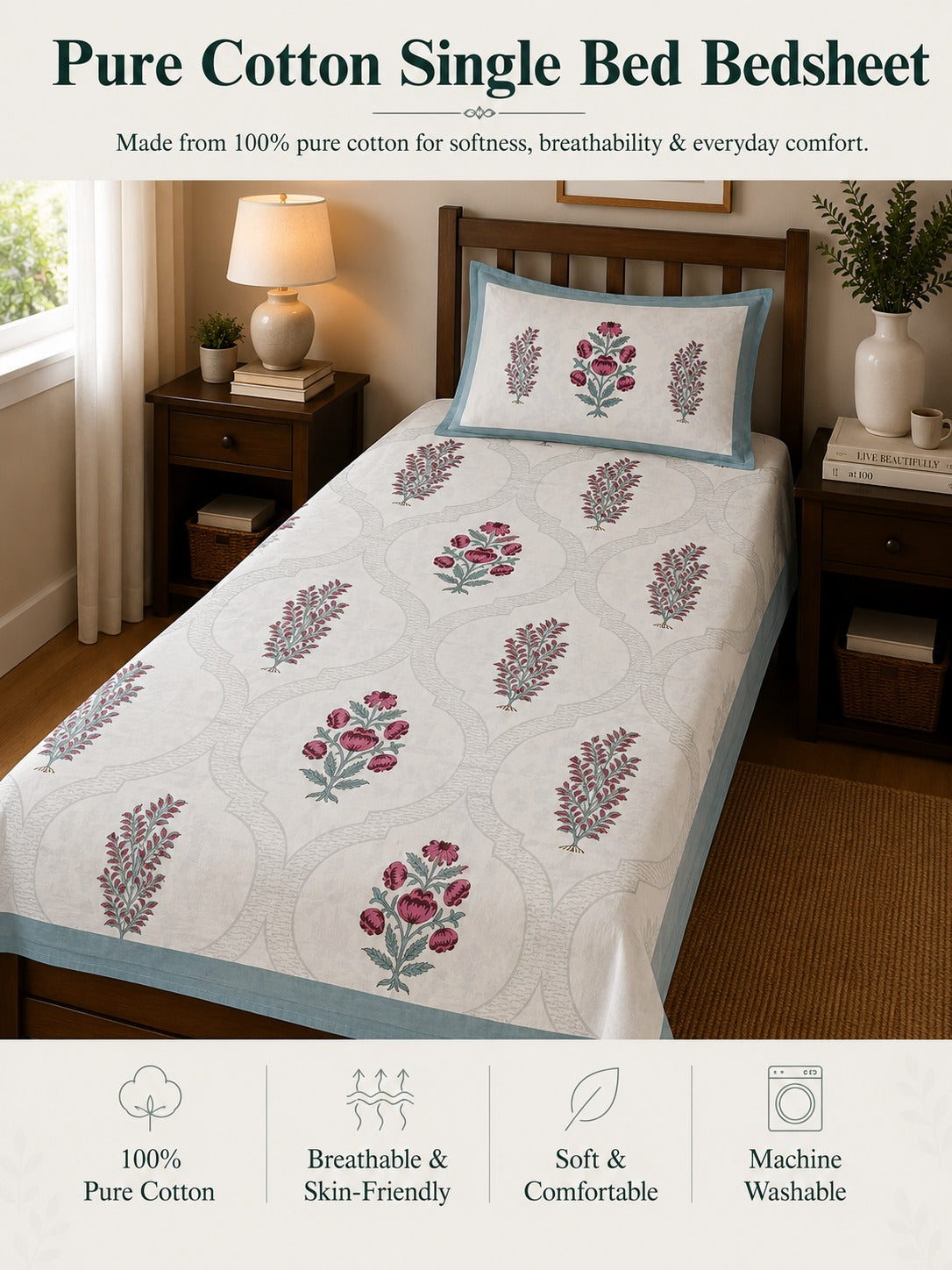 Premium Cotton Single Bedsheet