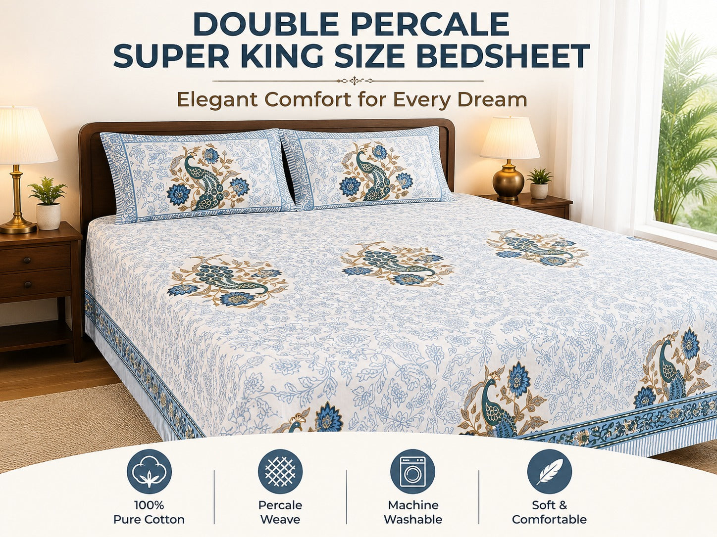 Premium Double Percale Superking Bedsheet