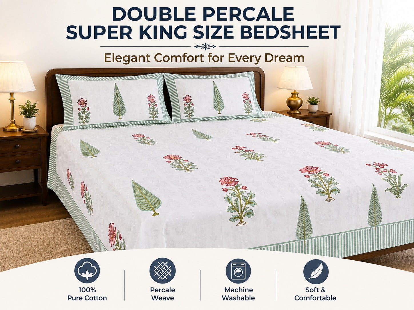 Premium Double Percale Superking Bedsheet