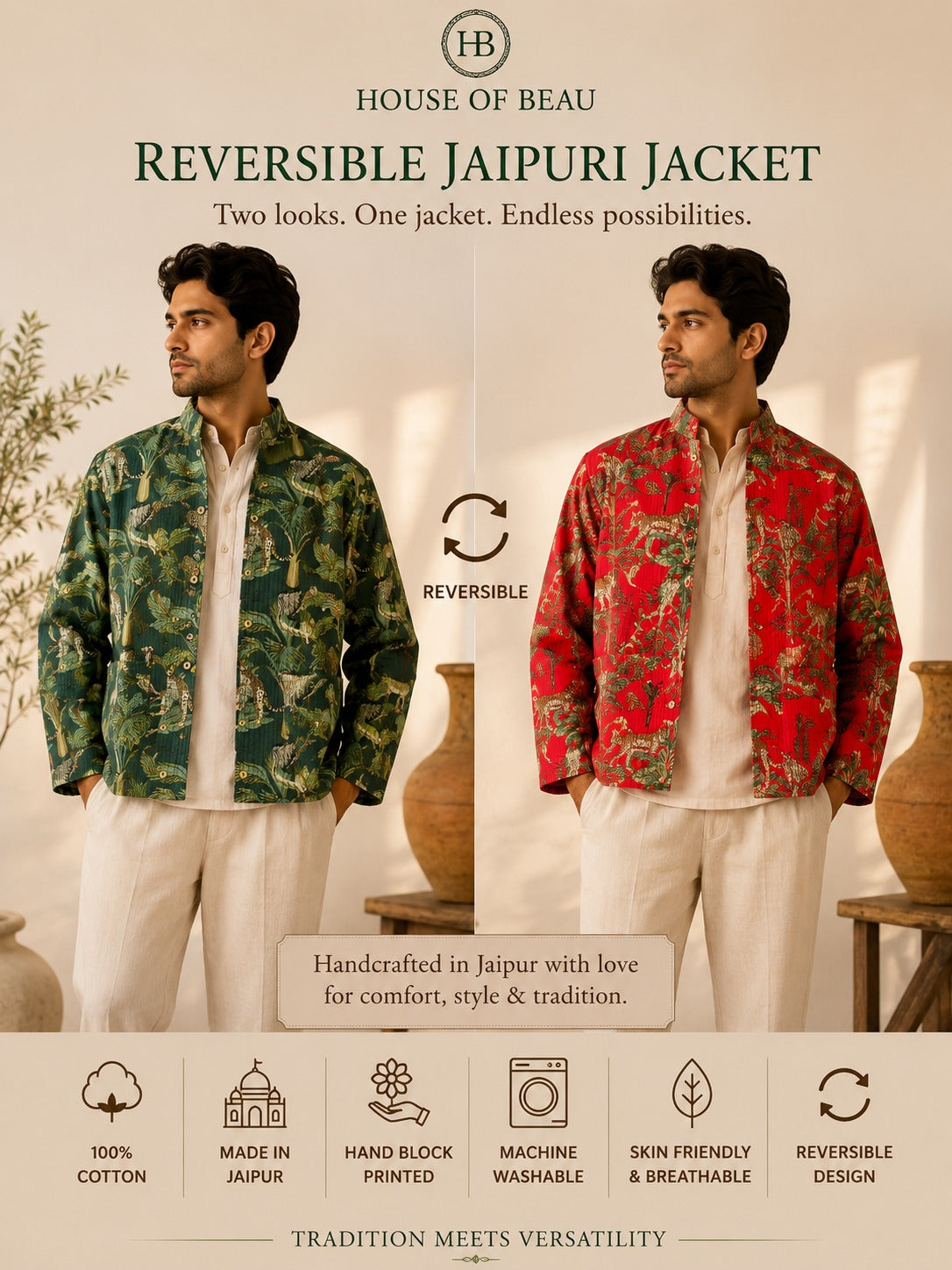 Reversible Jaipuri Jacket
