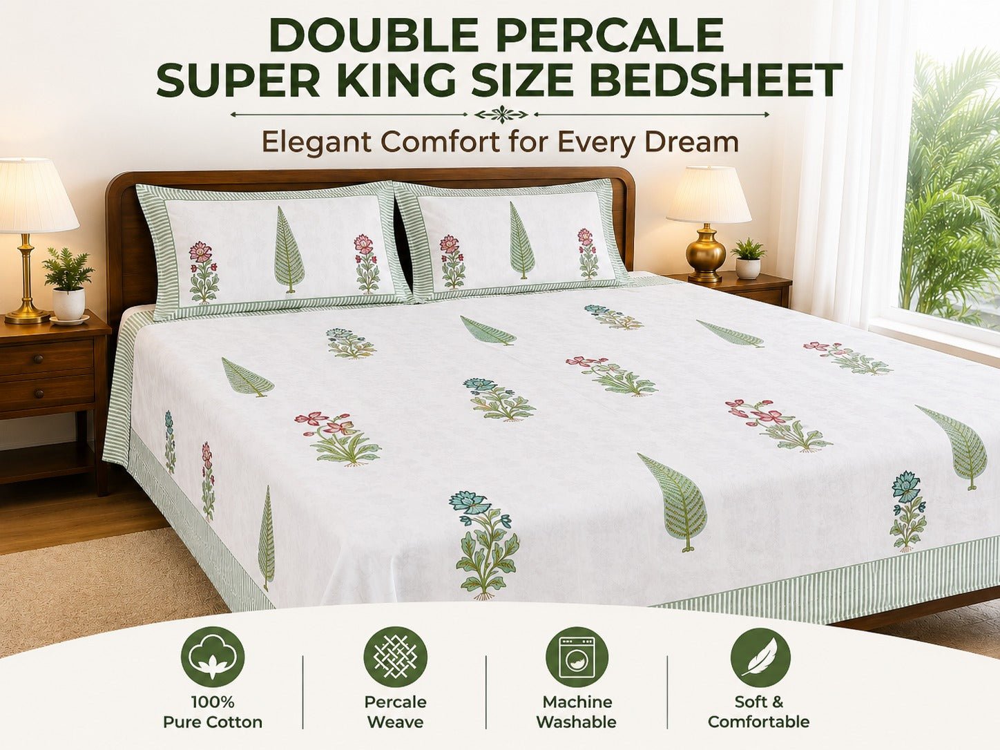 Premium Double Percale Superking Bedsheet