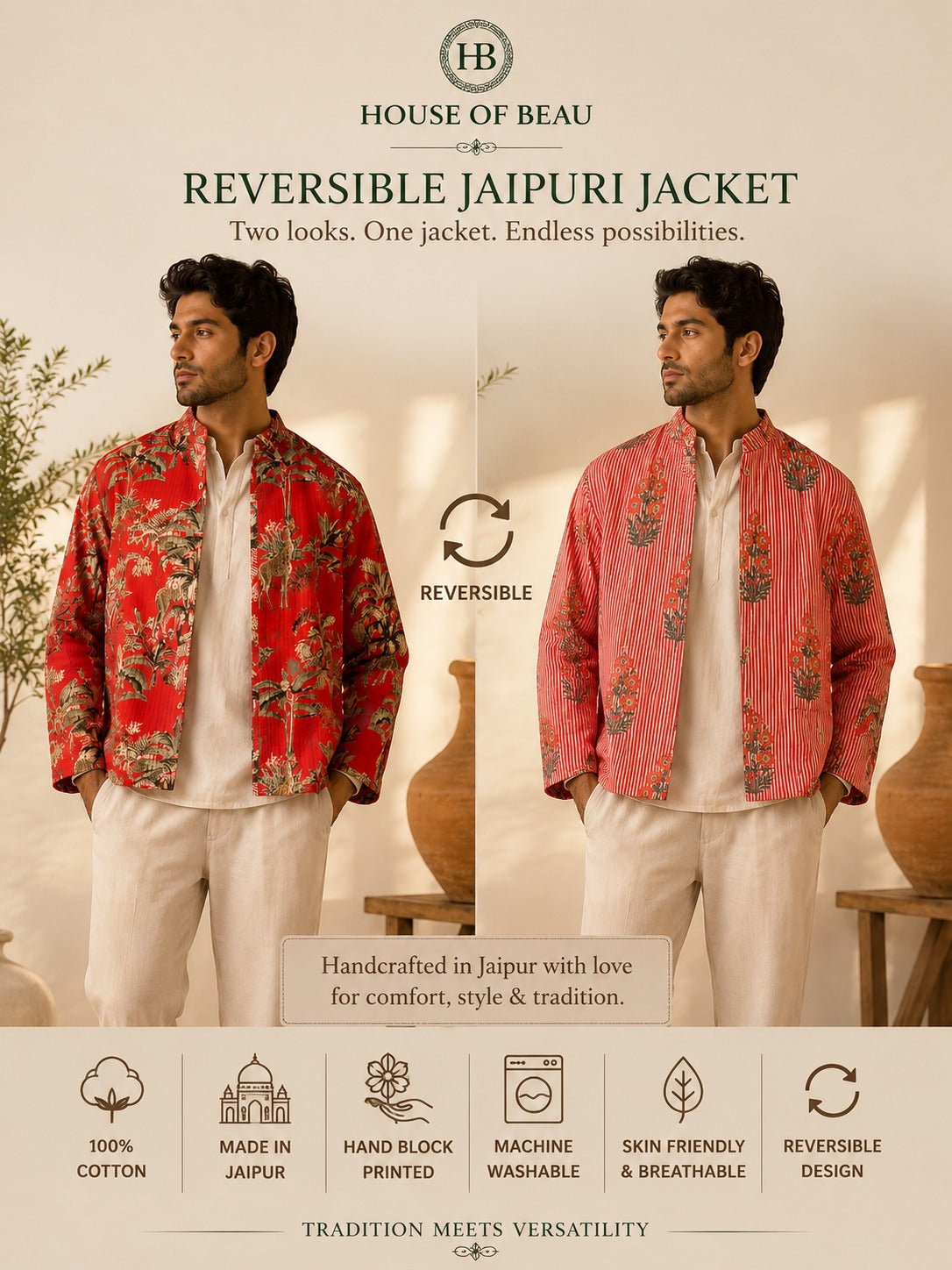 Reversible Jaipuri Jacket