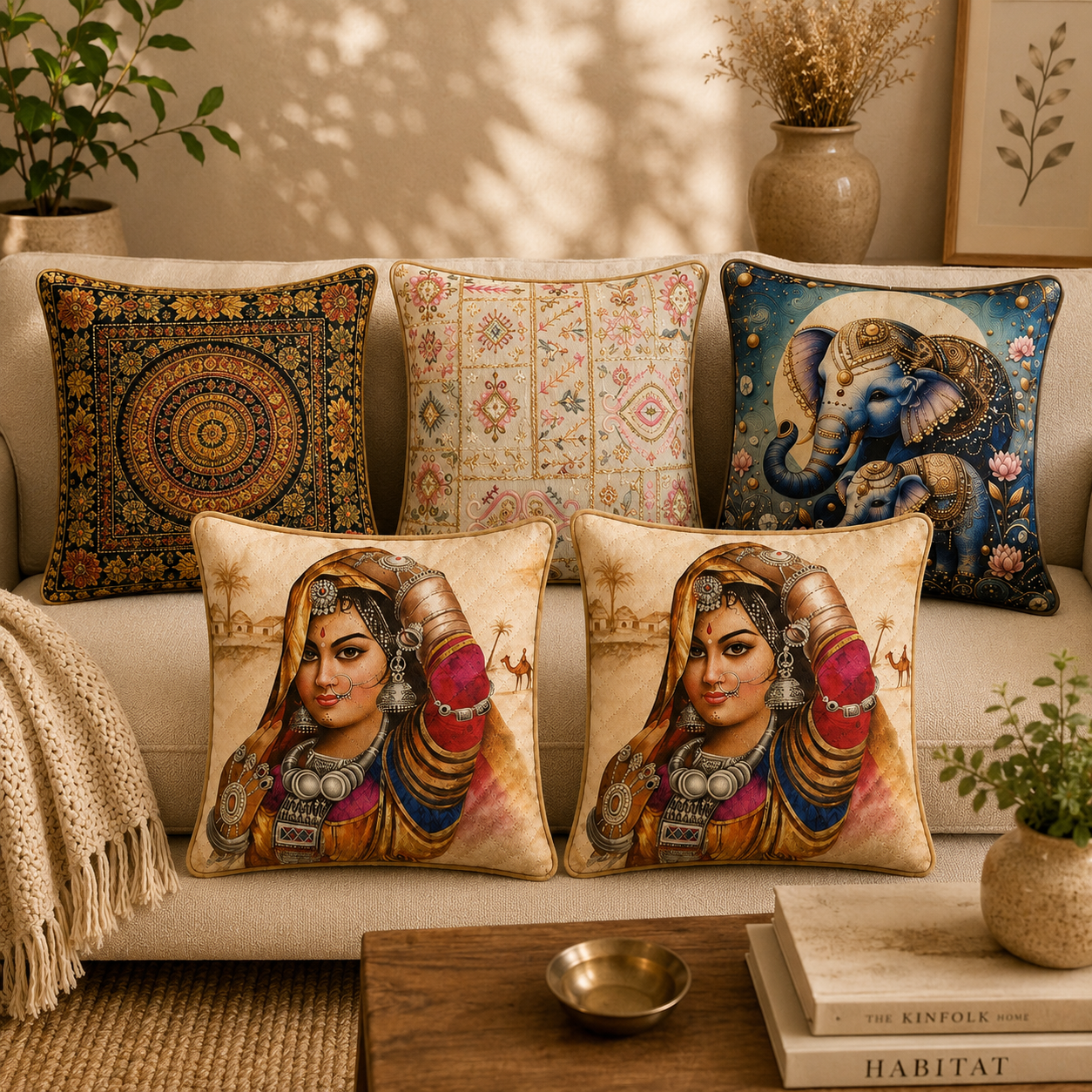 Premium Cotton Cushion Cover Set – 30×30 cm (Set of 5)