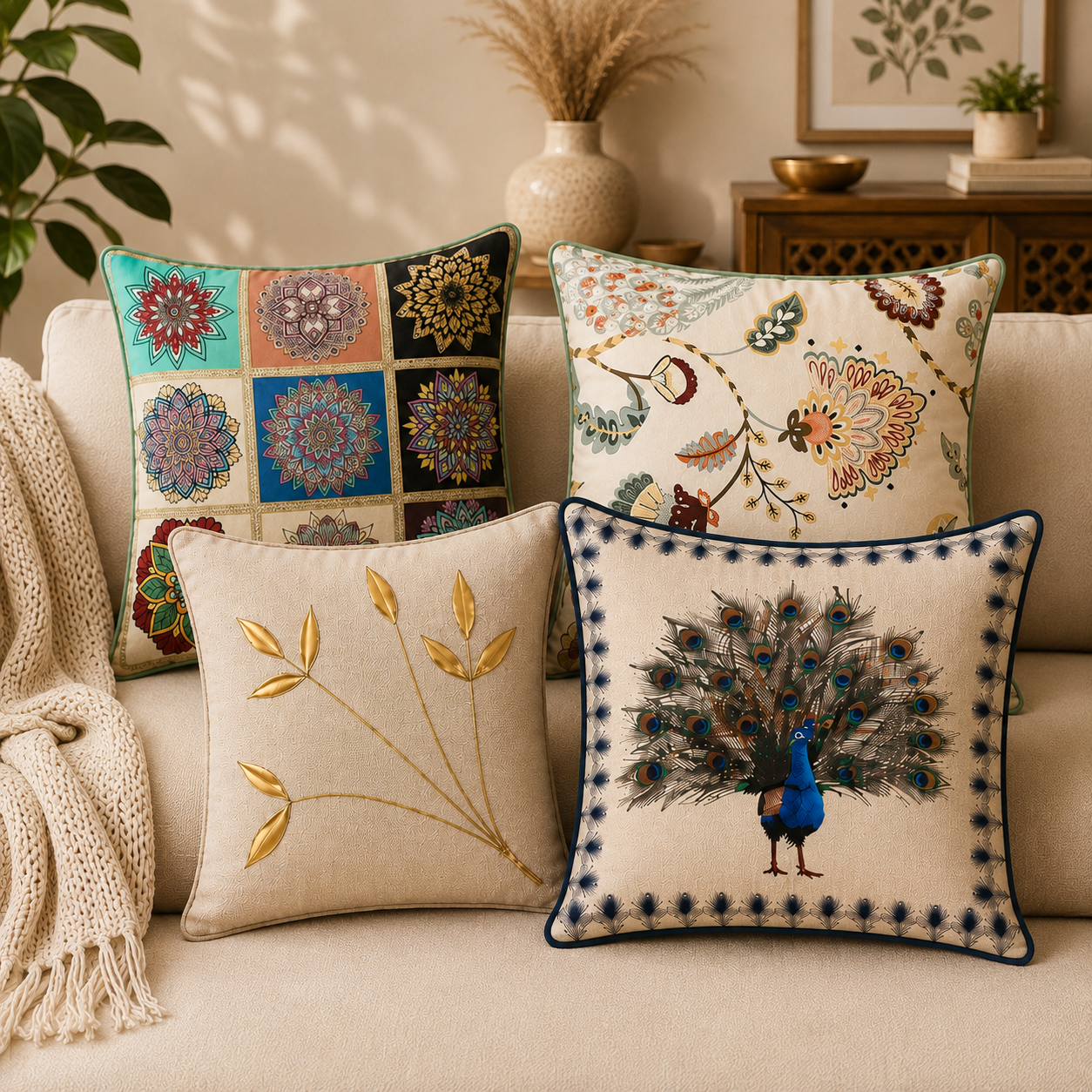 Premium Cushion Cover Set -(40×40 cm) Set of 5