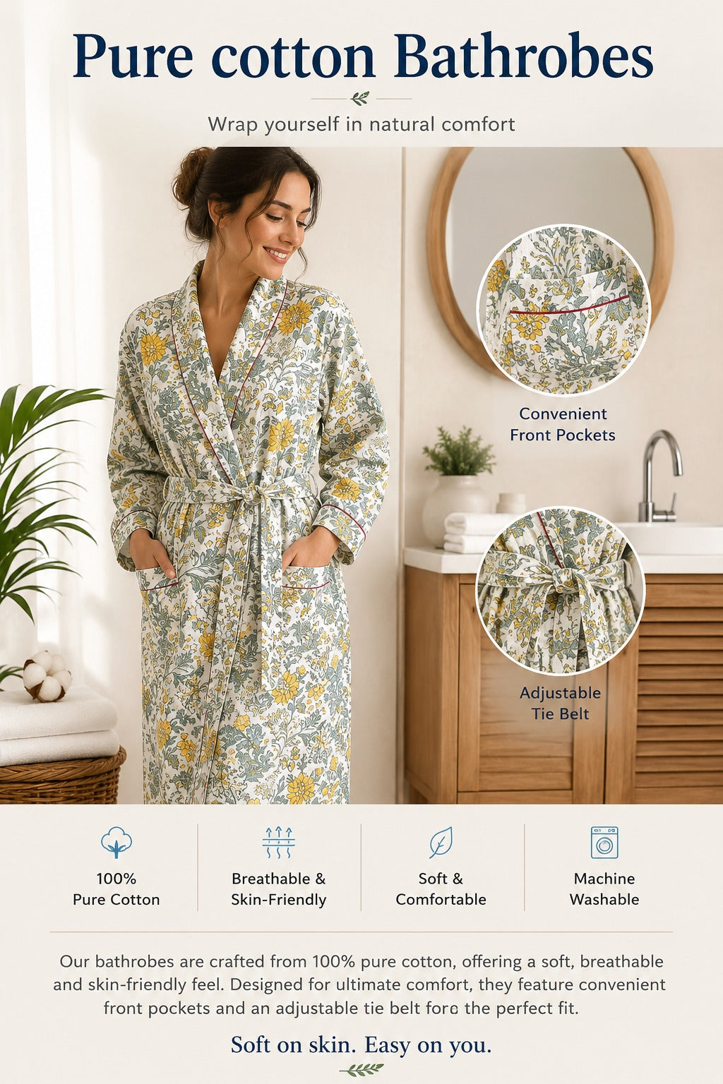 Pure Cotton Bathrobe
