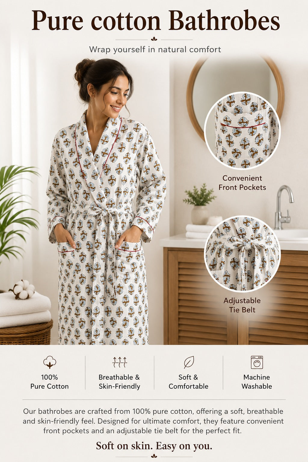 Pure Cotton Bathrobe