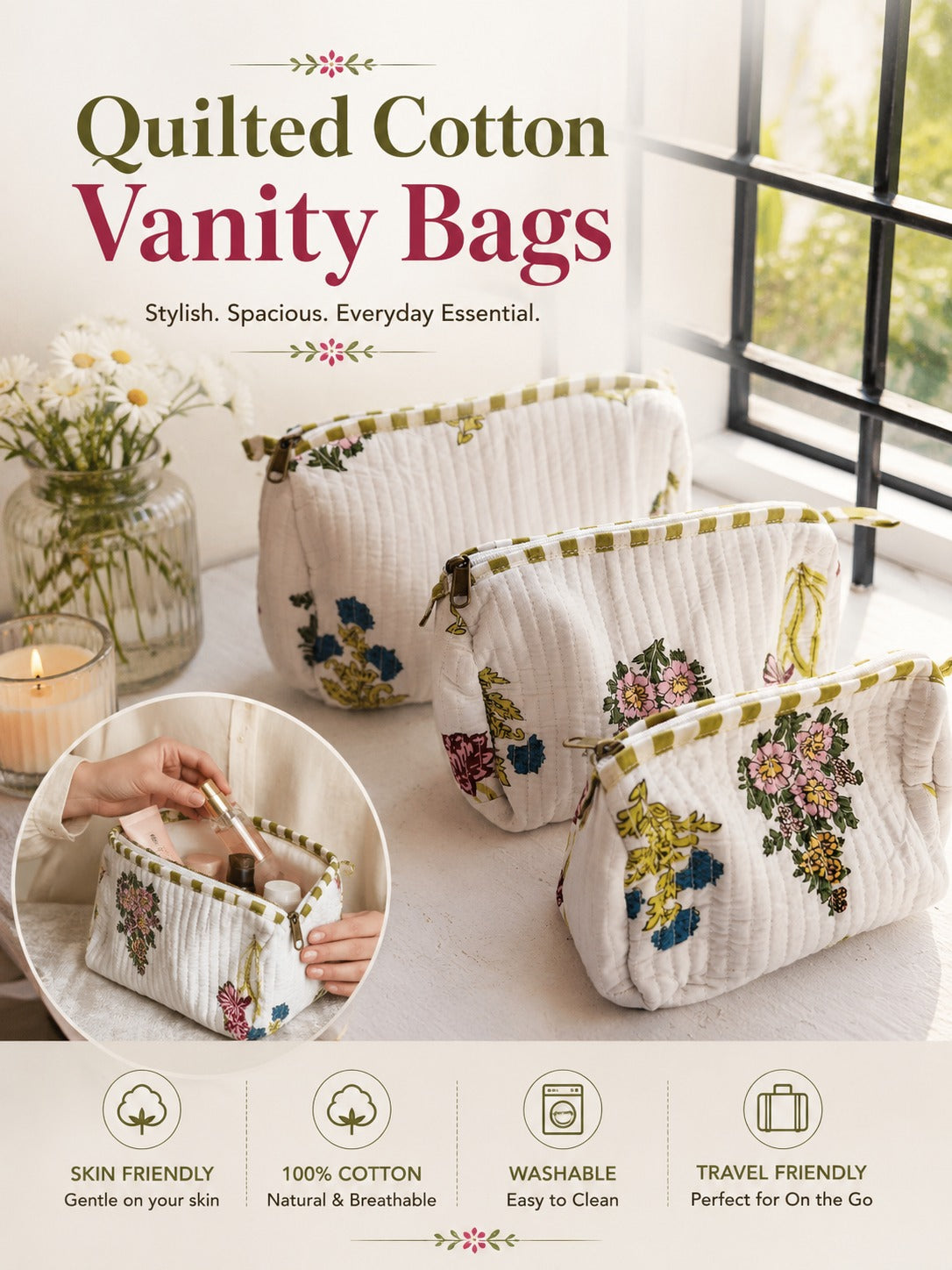 Premium Cotton Vanity Bag