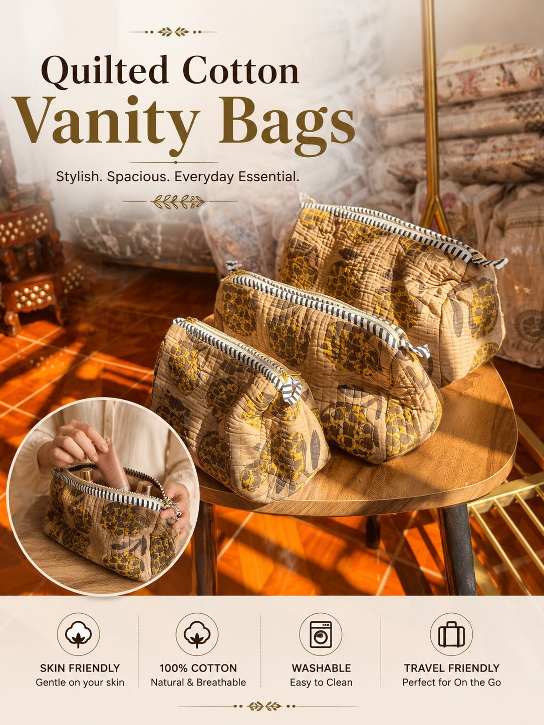 Premium Cotton Vanity Bag