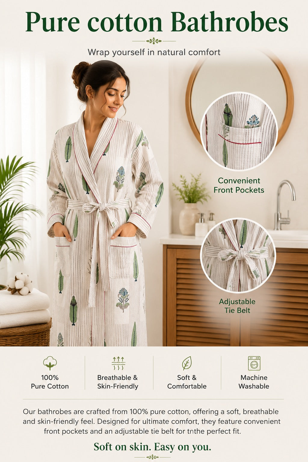 Pure Cotton Bathrobe