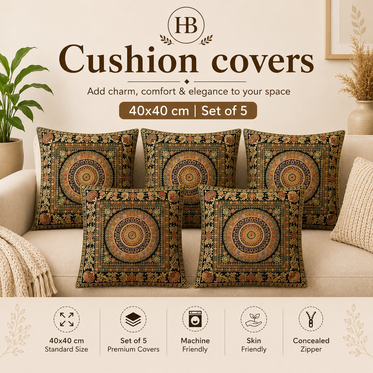 Premium Cotton Cushion Cover – Single Piece