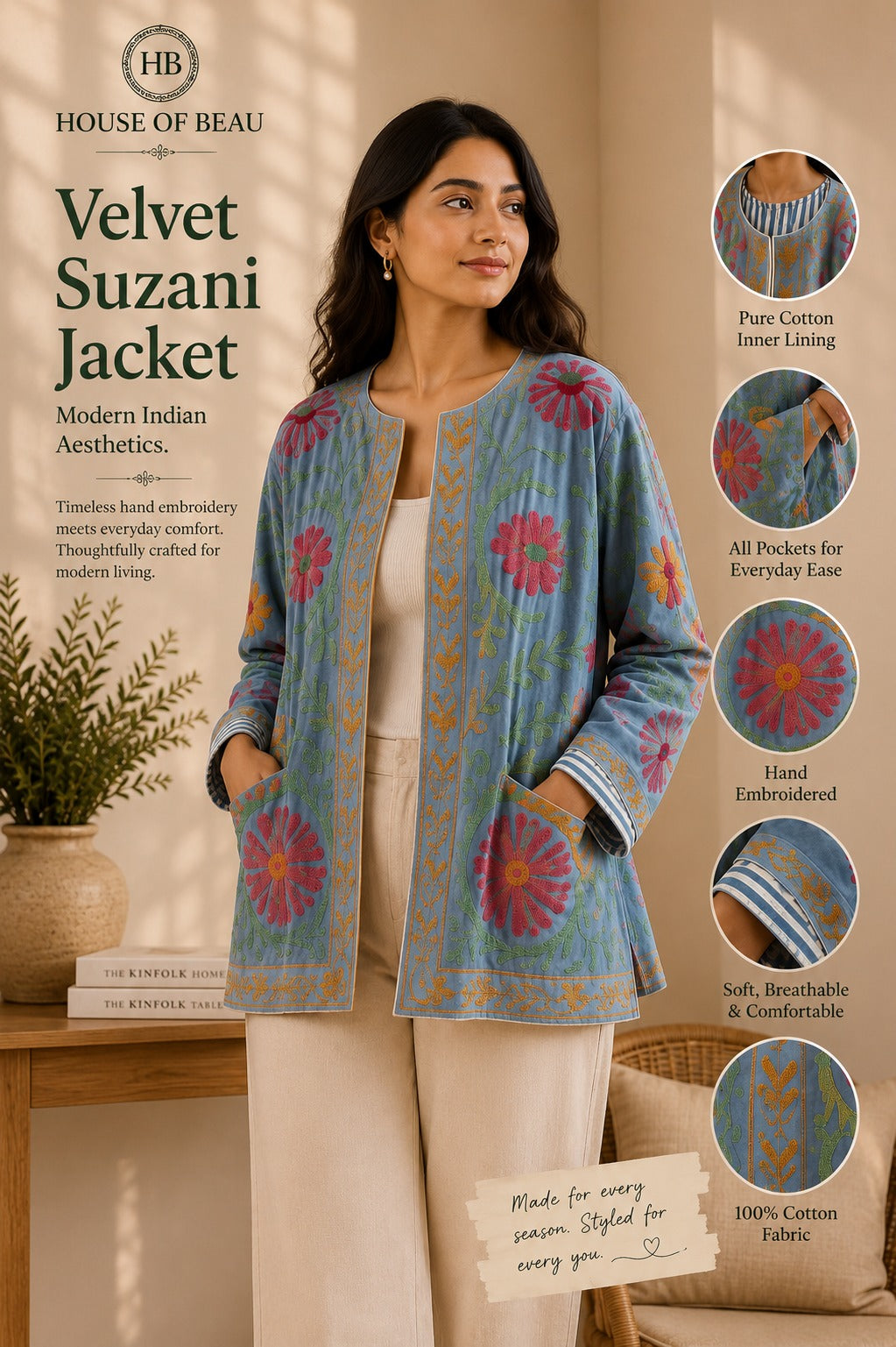Handcrafted Velvet Suzani Jacket