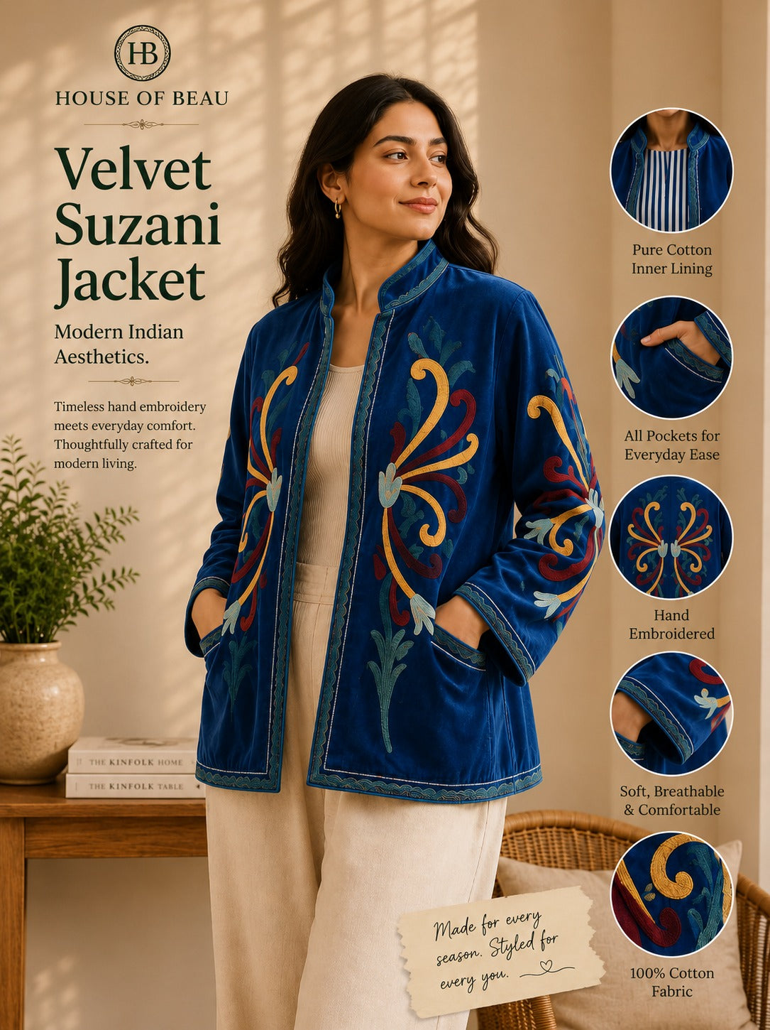 Handcrafted Velvet Suzani Jacket