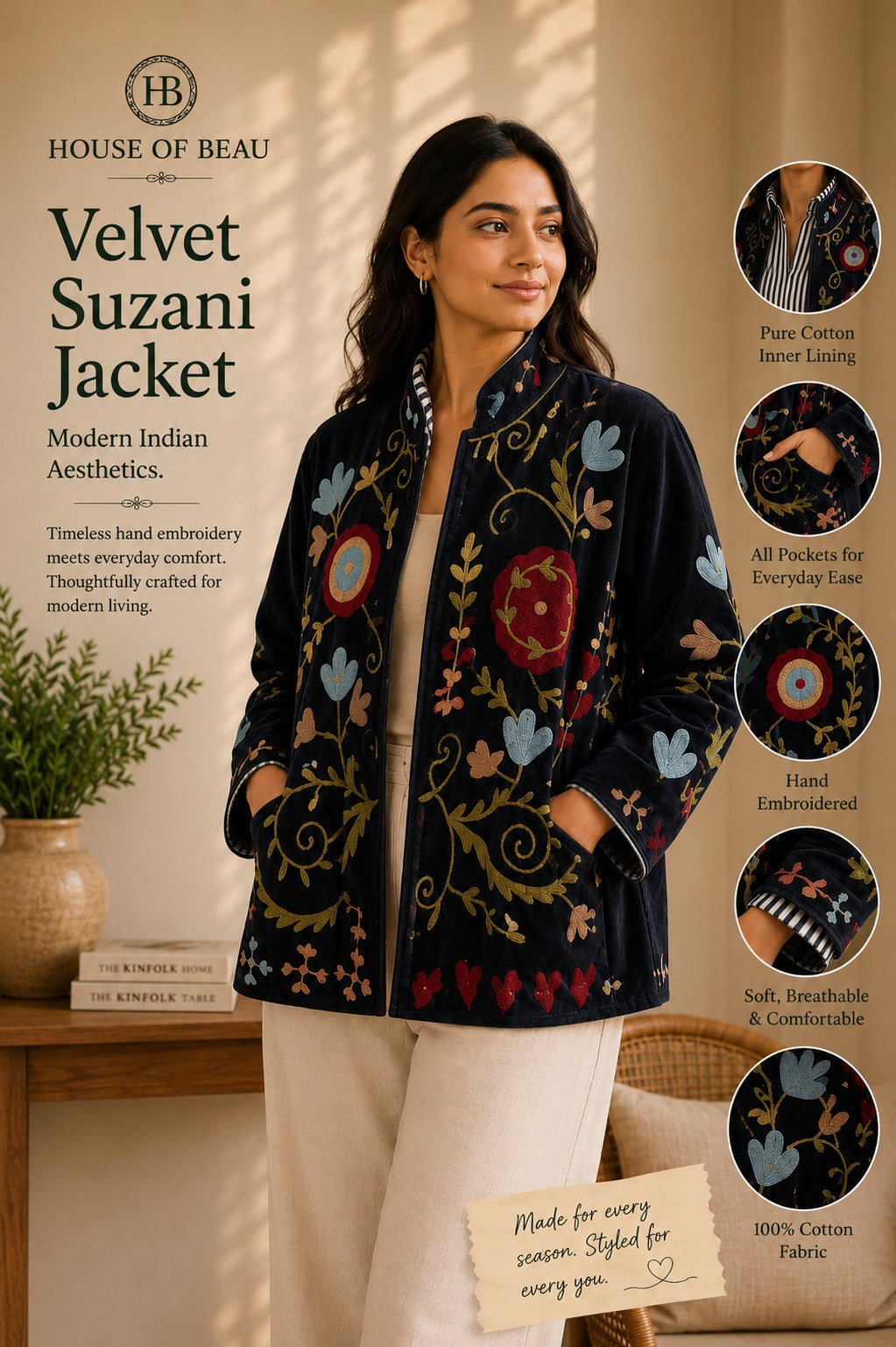 Handcrafted Velvet Suzani Jacket